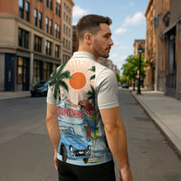 Summer Holiday It's 5 o'clock Somewhere Vintage Hawaii Zipper Polo Shirt