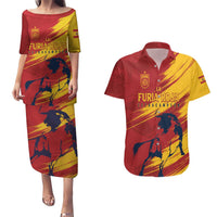 Spain La Furia Roja Custom Couples Matching Puletasi and Hawaiian Shirt 2024 Tetracampeon Espana LT7 - Wonder Print Shop