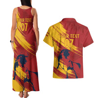 Spain La Furia Roja Custom Couples Matching Tank Maxi Dress and Hawaiian Shirt 2024 Tetracampeon Espana LT7 - Wonder Print Shop