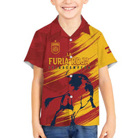 Spain La Furia Roja Custom Family Matching Long Sleeve Bodycon Dress and Hawaiian Shirt 2024 Tetracampeon Espana LT7 - Wonder Print Shop