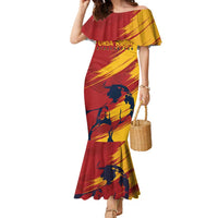 Spain La Furia Roja Custom Family Matching Mermaid Dress and Hawaiian Shirt 2024 Tetracampeon Espana LT7 - Wonder Print Shop