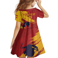 Spain La Furia Roja Custom Family Matching Off Shoulder Short Dress and Hawaiian Shirt 2024 Tetracampeon Espana LT7 - Wonder Print Shop