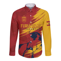 Spain La Furia Roja Custom Long Sleeve Button Shirt 2024 Tetracampeon Espana - Wonder Print Shop