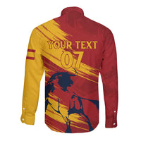 Spain La Furia Roja Custom Long Sleeve Button Shirt 2024 Tetracampeon Espana - Wonder Print Shop