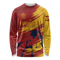 Spain La Furia Roja Custom Long Sleeve Shirt 2024 Tetracampeon Espana - Wonder Print Shop