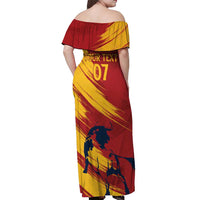 Spain La Furia Roja Custom Off Shoulder Maxi Dress 2024 Tetracampeon Espana - Wonder Print Shop