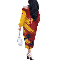 Spain La Furia Roja Custom Off The Shoulder Long Sleeve Dress 2024 Tetracampeon Espana - Wonder Print Shop