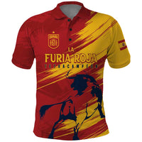 Spain La Furia Roja Custom Polo Shirt 2024 Tetracampeon Espana - Wonder Print Shop