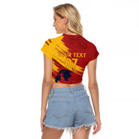 Spain La Furia Roja Custom Raglan Cropped T Shirt 2024 Tetracampeon Espana - Wonder Print Shop