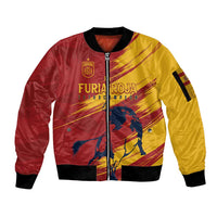 Spain La Furia Roja Custom Sleeve Zip Bomber Jacket 2024 Tetracampeon Espana - Wonder Print Shop