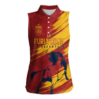 Spain La Furia Roja Custom Women Sleeveless Polo Shirt 2024 Tetracampeon Espana - Wonder Print Shop