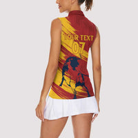 Spain La Furia Roja Custom Women Sleeveless Polo Shirt 2024 Tetracampeon Espana - Wonder Print Shop