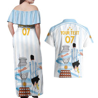 Argentina Campeones Custom Couples Matching Off Shoulder Maxi Dress and Hawaiian Shirt Vamos Vamos Albiceleste LT7 - Wonder Print Shop