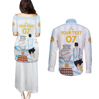 Argentina Campeones Custom Couples Matching Puletasi and Long Sleeve Button Shirt Vamos Vamos Albiceleste LT7 - Wonder Print Shop
