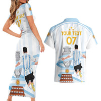 Argentina Campeones Custom Couples Matching Short Sleeve Bodycon Dress and Hawaiian Shirt Vamos Vamos Albiceleste LT7 - Wonder Print Shop