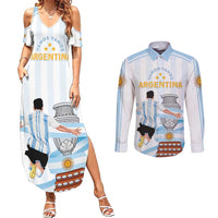 Argentina Campeones Custom Couples Matching Summer Maxi Dress and Long Sleeve Button Shirt Vamos Vamos Albiceleste LT7 - Wonder Print Shop
