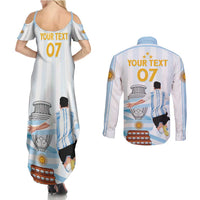 Argentina Campeones Custom Couples Matching Summer Maxi Dress and Long Sleeve Button Shirt Vamos Vamos Albiceleste LT7 - Wonder Print Shop