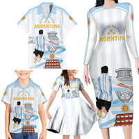 Argentina Campeones Custom Family Matching Long Sleeve Bodycon Dress and Hawaiian Shirt Vamos Vamos Albiceleste LT7 - Wonder Print Shop