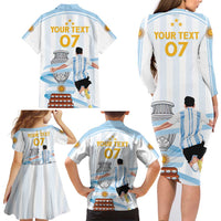 Argentina Campeones Custom Family Matching Long Sleeve Bodycon Dress and Hawaiian Shirt Vamos Vamos Albiceleste LT7 - Wonder Print Shop