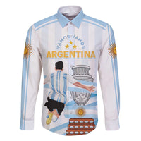 Argentina Campeones Custom Family Matching Off The Shoulder Long Sleeve Dress and Hawaiian Shirt Vamos Vamos Albiceleste - Wonder Print Shop