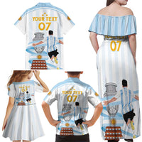 Argentina Campeones Custom Family Matching Off Shoulder Maxi Dress and Hawaiian Shirt Vamos Vamos Albiceleste LT7 - Wonder Print Shop