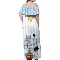 Argentina Campeones Custom Family Matching Off Shoulder Maxi Dress and Hawaiian Shirt Vamos Vamos Albiceleste LT7 - Wonder Print Shop