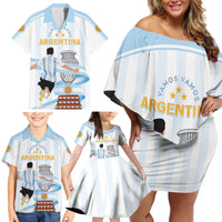 Argentina Campeones Custom Family Matching Off Shoulder Short Dress and Hawaiian Shirt Vamos Vamos Albiceleste LT7 - Wonder Print Shop