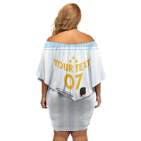 Argentina Campeones Custom Family Matching Off Shoulder Short Dress and Hawaiian Shirt Vamos Vamos Albiceleste LT7 - Wonder Print Shop