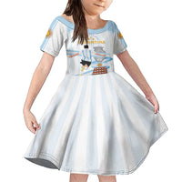 Argentina Campeones Custom Family Matching Short Sleeve Bodycon Dress and Hawaiian Shirt Vamos Vamos Albiceleste - Wonder Print Shop
