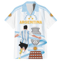Argentina Campeones Custom Family Matching Short Sleeve Bodycon Dress and Hawaiian Shirt Vamos Vamos Albiceleste - Wonder Print Shop