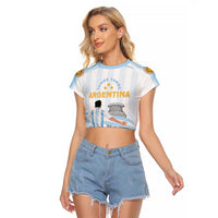 Argentina Campeones Custom Raglan Cropped T Shirt Vamos Vamos Albiceleste - Wonder Print Shop