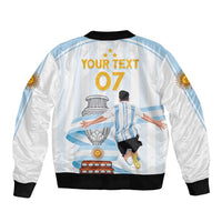 Argentina Campeones Custom Sleeve Zip Bomber Jacket Vamos Vamos Albiceleste - Wonder Print Shop