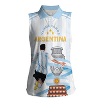 Argentina Campeones Custom Women Sleeveless Polo Shirt Vamos Vamos Albiceleste - Wonder Print Shop