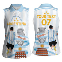 Argentina Campeones Custom Women Sleeveless Polo Shirt Vamos Vamos Albiceleste - Wonder Print Shop