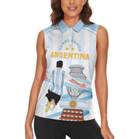 Argentina Campeones Custom Women Sleeveless Polo Shirt Vamos Vamos Albiceleste - Wonder Print Shop