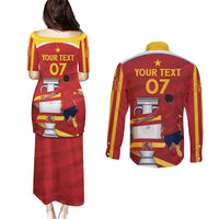 Spain Campeones Custom Couples Matching Puletasi and Long Sleeve Button Shirt Reyes de Europa LT7 - Wonder Print Shop
