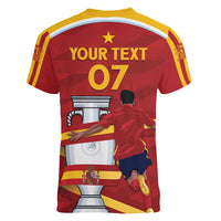 Spain Campeones Custom Women V-Neck T-Shirt Reyes de Europa - Wonder Print Shop