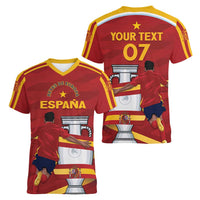 Spain Campeones Custom Women V-Neck T-Shirt Reyes de Europa - Wonder Print Shop