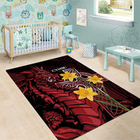 Wales Cymru Am Byth Area Rug Welsh Dragon with Celtic Cross - Wonder Print Shop