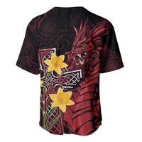 Wales Cymru Am Byth Baseball Jersey Welsh Dragon with Celtic Cross - Wonder Print Shop