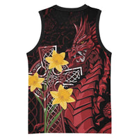 Wales Cymru Am Byth Basketball Jersey Welsh Dragon with Celtic Cross - Wonder Print Shop