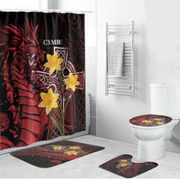 Wales Cymru Am Byth Bathroom Set Welsh Dragon with Celtic Cross - Wonder Print Shop