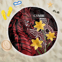 Wales Cymru Am Byth Beach Blanket Welsh Dragon with Celtic Cross - Wonder Print Shop