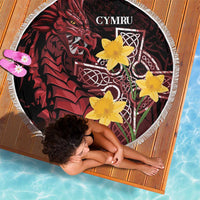 Wales Cymru Am Byth Beach Blanket Welsh Dragon with Celtic Cross - Wonder Print Shop