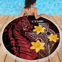 Wales Cymru Am Byth Beach Blanket Welsh Dragon with Celtic Cross - Wonder Print Shop