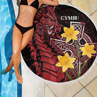 Wales Cymru Am Byth Beach Blanket Welsh Dragon with Celtic Cross - Wonder Print Shop