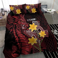 Wales Cymru Am Byth Bedding Set Welsh Dragon with Celtic Cross - Wonder Print Shop