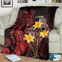 Wales Cymru Am Byth Blanket Welsh Dragon with Celtic Cross - Wonder Print Shop