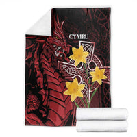 Wales Cymru Am Byth Blanket Welsh Dragon with Celtic Cross - Wonder Print Shop