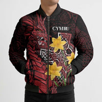 Wales Cymru Am Byth Bomber Puffer Jacket Welsh Dragon with Celtic Cross - Wonder Print Shop